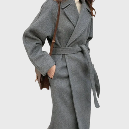 Women's Long Belted Wrap Coat Outerwear