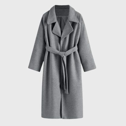 Women's Long Belted Wrap Coat Outerwear