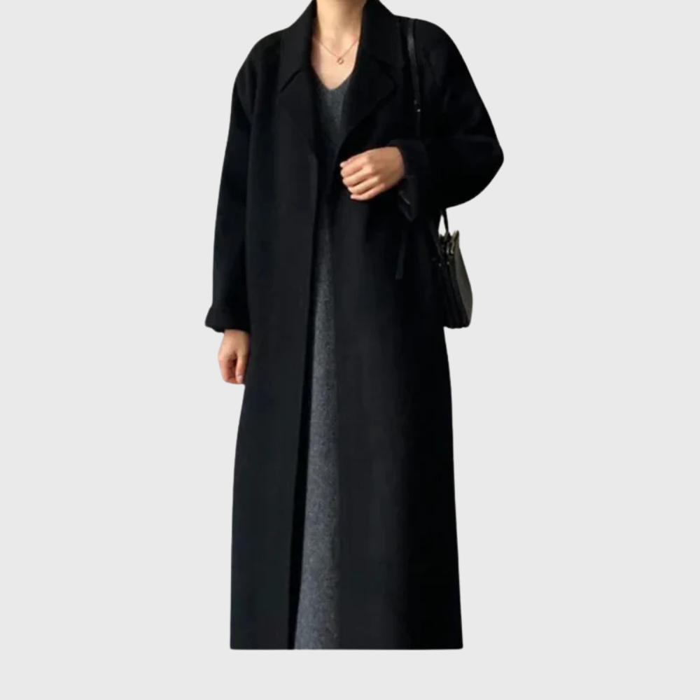 Women's Long Belted Wrap Coat Outerwear