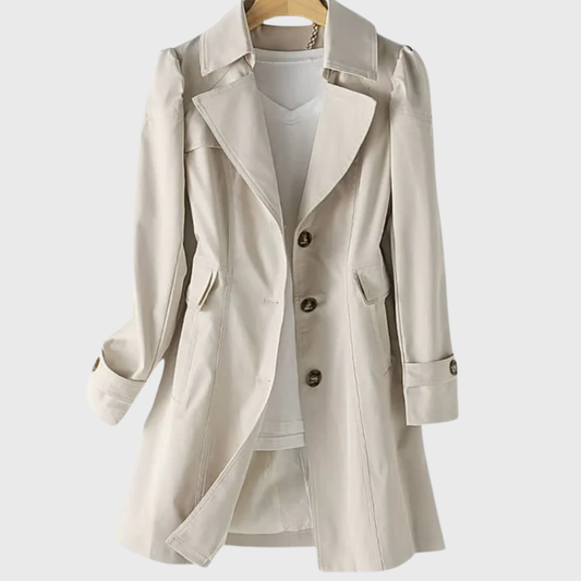 Women's Single Breasted Button Coat - Fashinoza
