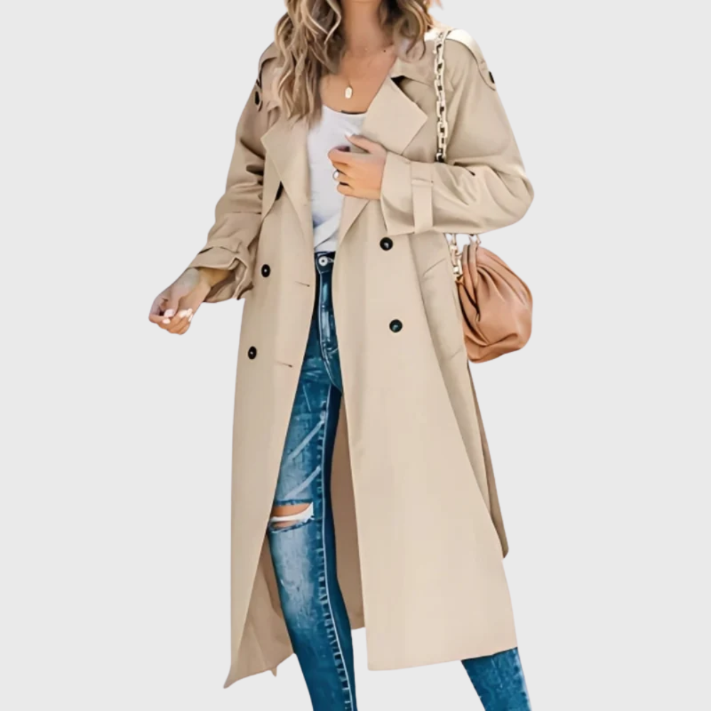 Women's Double Breasted Longline Trench Coat