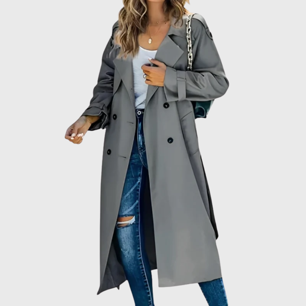 Women's Double Breasted Longline Trench Coat