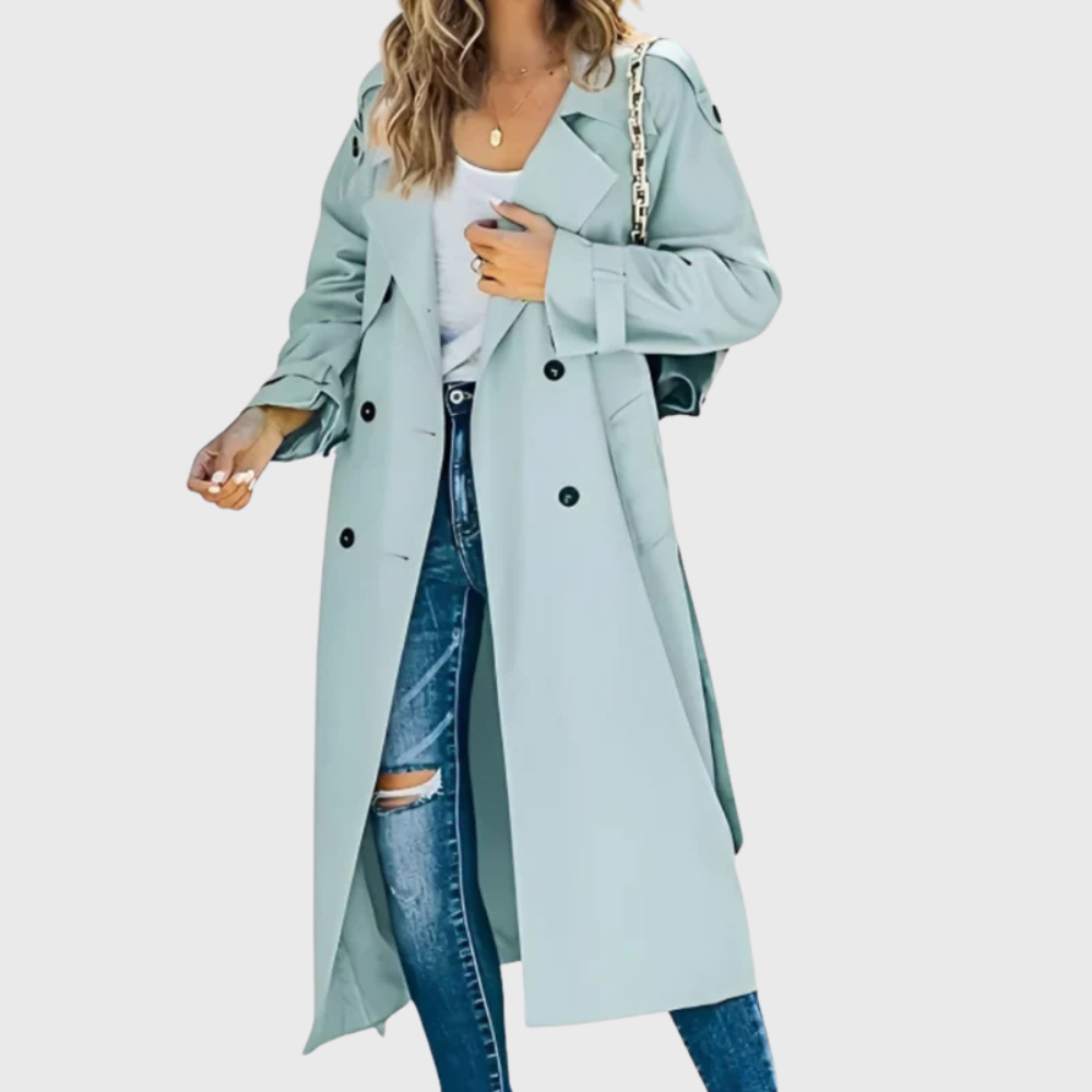 Women's Double Breasted Longline Trench Coat