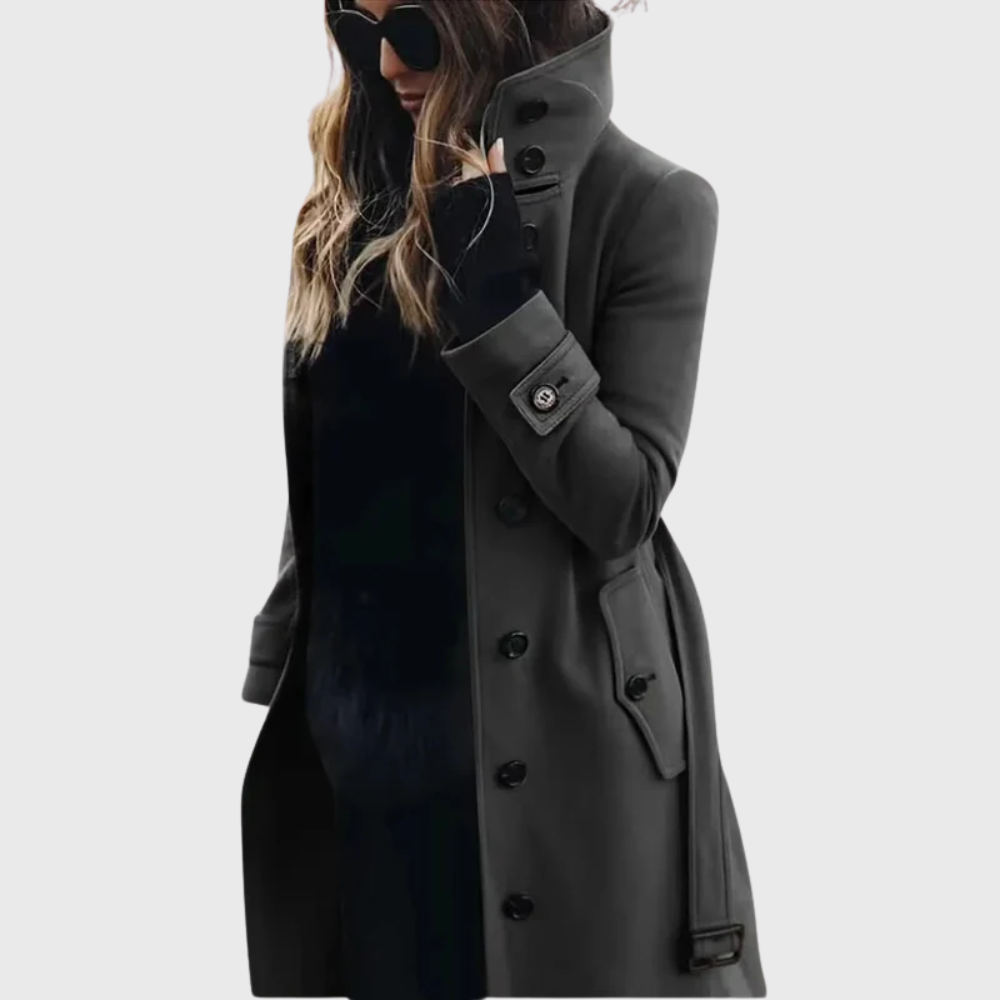 Women's Stand Collar Front Button Coat