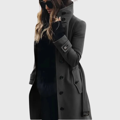 Women's Stand Collar Front Button Coat