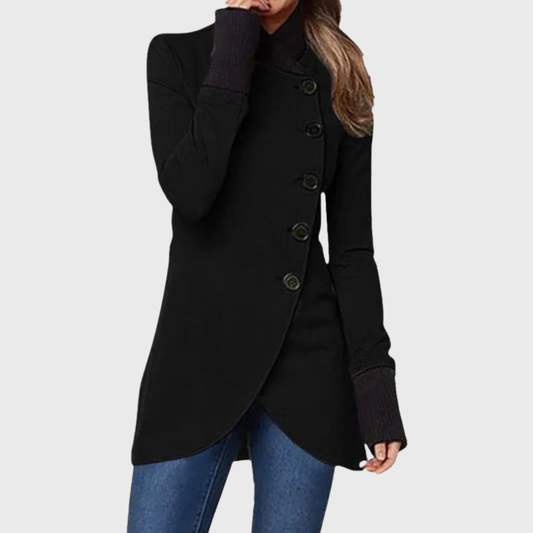 Women's Asymmetrical Button Tailored Coat - Fashinoza