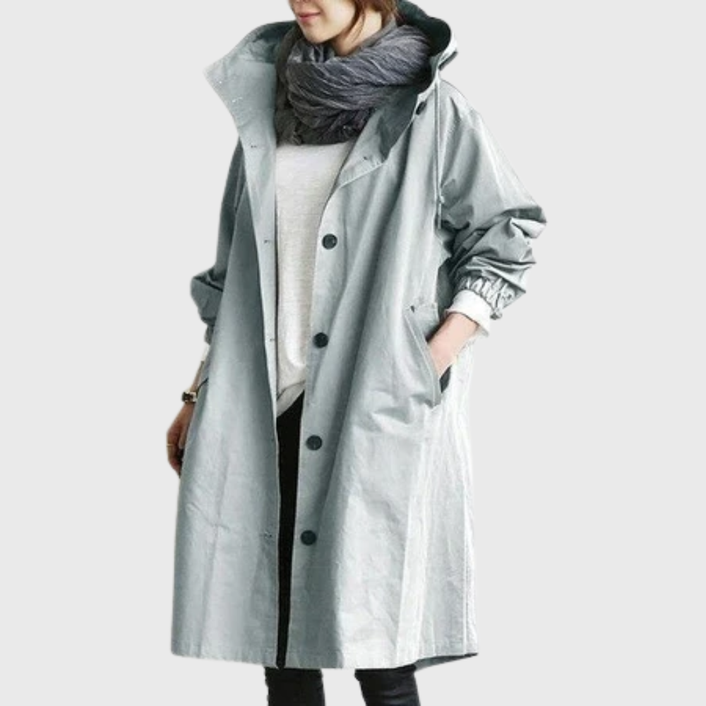 Women's Long Hooded Trench Coat