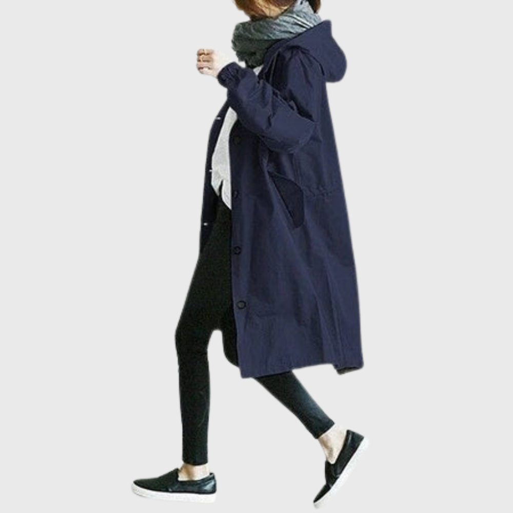 Women's Long Hooded Trench Coat