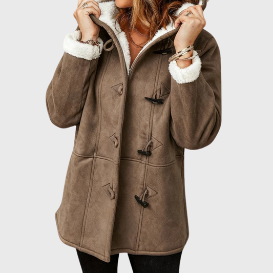 Women's Hooded Button Front Jacket - Fashinoza