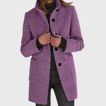 Women's Button Front Mid Length Coat