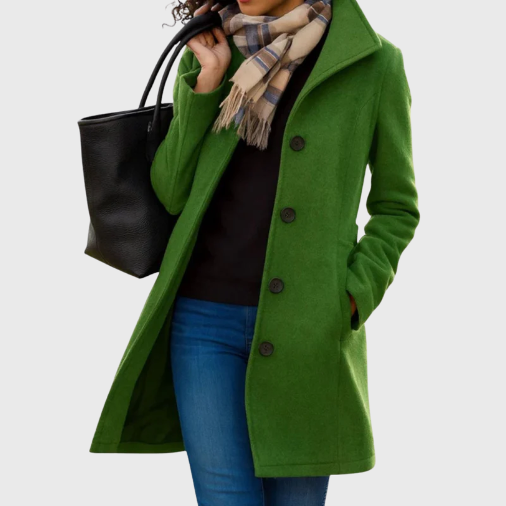 Women's Mid Length Button Front Casual Coat
