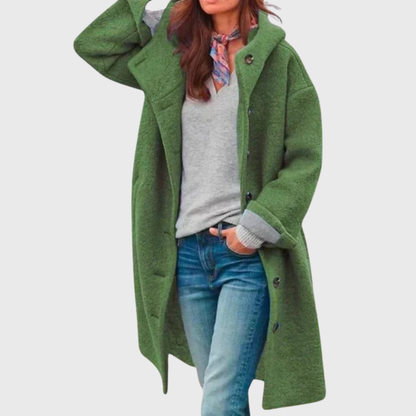 Women's Button Hooded Longline Coat