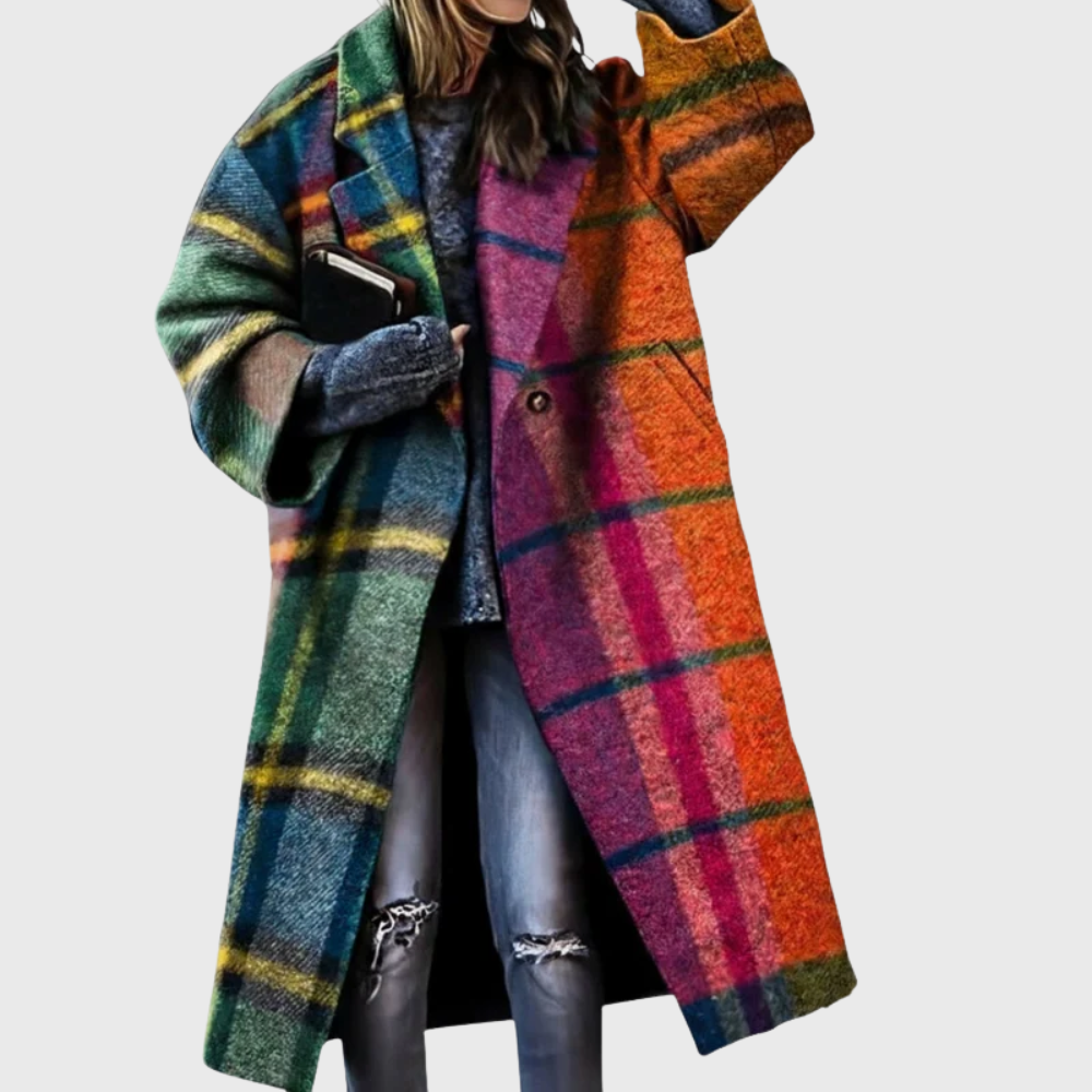 Women's Oversized Artistic Print Coat - Fashinoza