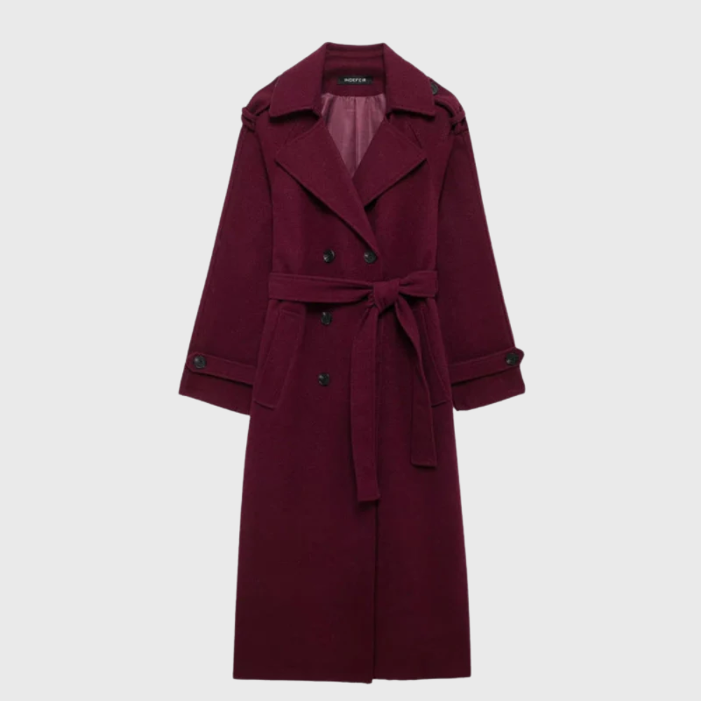 Women's Double Breasted Belted Long Coat