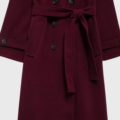 Women's Double Breasted Belted Long Coat