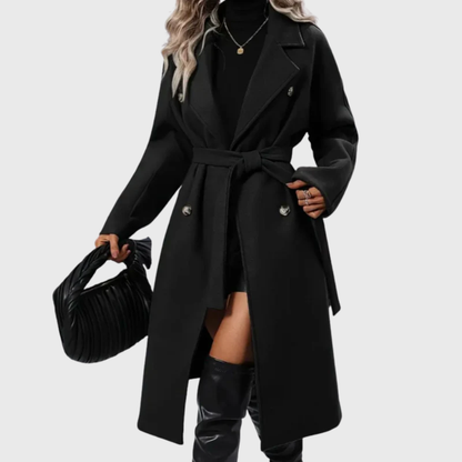 Women's Long Belted Coat Outerwear - Fashinoza