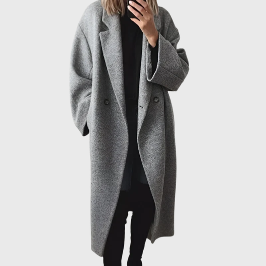 Women's Long Lapel Coat Button Front Outerwear - Fashinoza