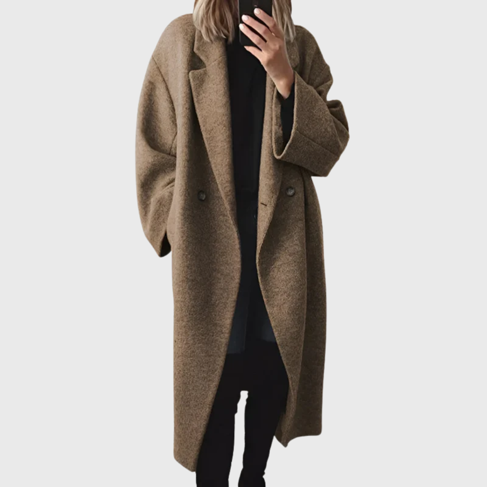 Women's Long Lapel Coat Button Front Outerwear