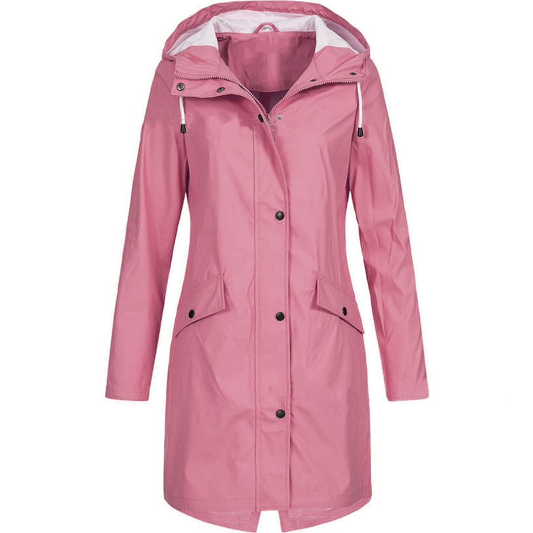 Women's Waterproof Hooded Rain Jacket Lightweight Windproof - Fashinoza