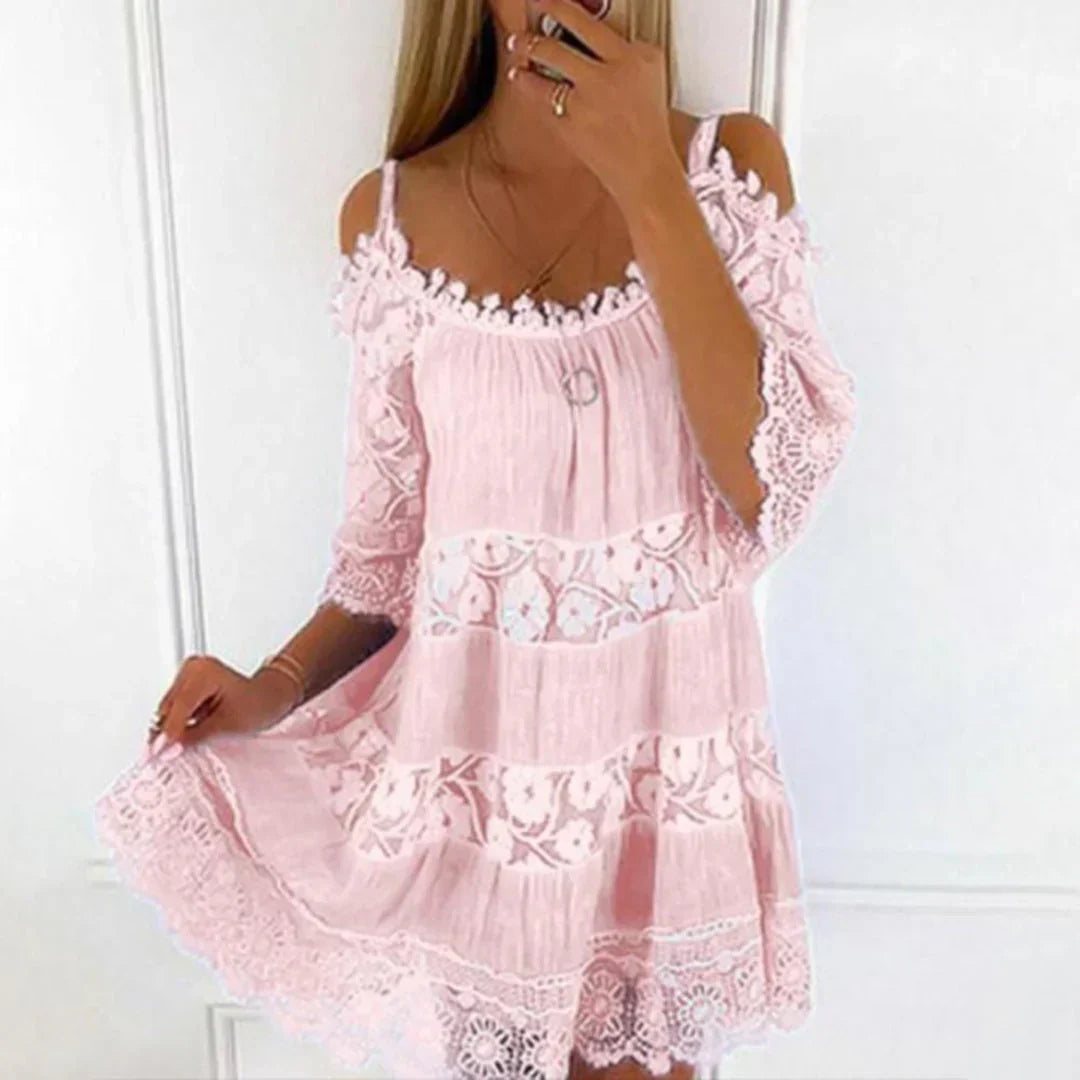 Women's Crochet Lace Mini Dress Embroidered