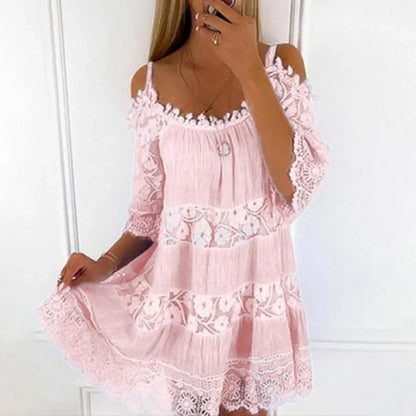 Women's Crochet Lace Mini Dress Embroidered