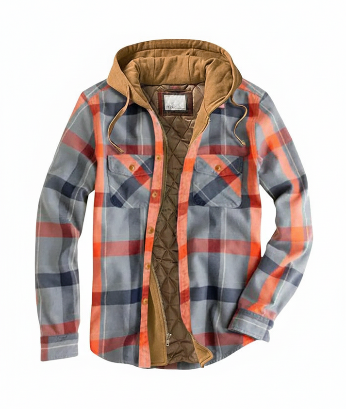 Men's Plaid Hooded Jacket