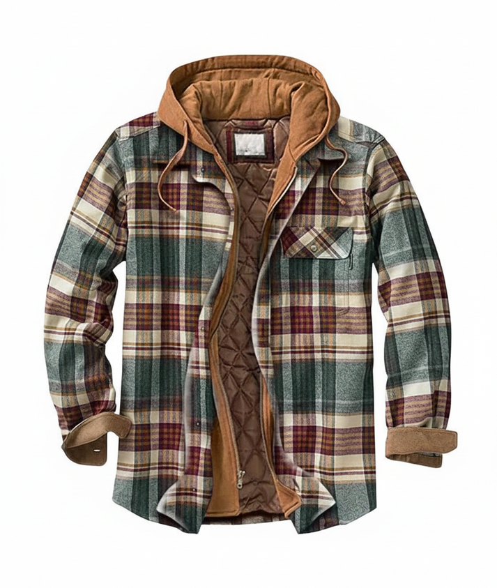 Men's Plaid Hooded Jacket