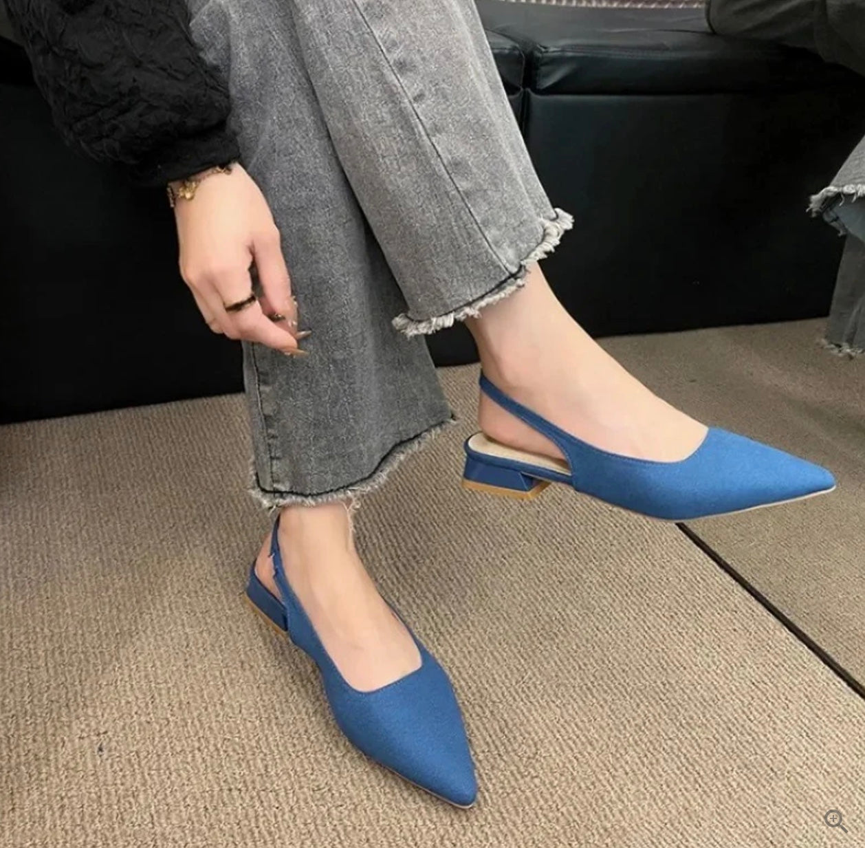 Slingback Pointed Toe Low Heels