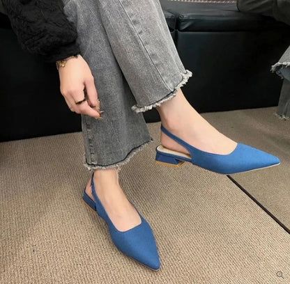 Slingback Pointed Toe Low Heels