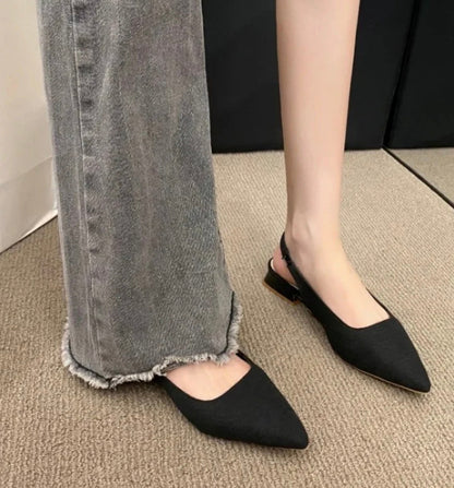 Slingback Pointed Toe Low Heels