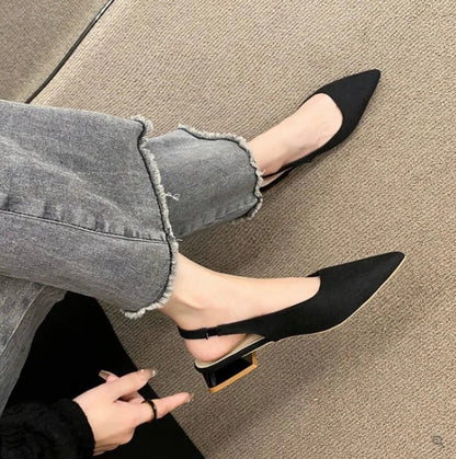 Slingback Pointed Toe Low Heels