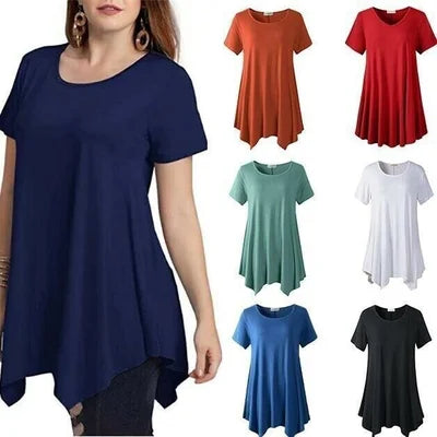 Women's Cotton Short Sleeve T-Shirt Loose Fit Plus Size - 
Fashinoza