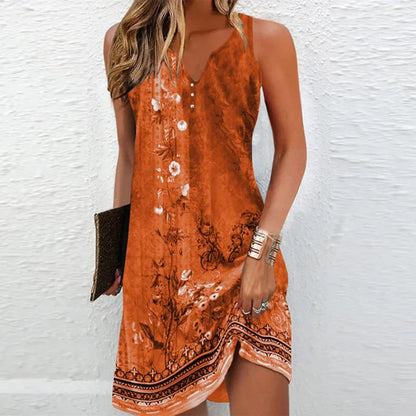Women's Sleeveless V-Neck Mini Dress