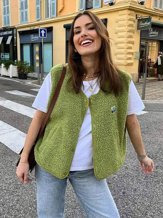 Women's Plush Fleece Vest Cozy Layering - 
Fashinoza