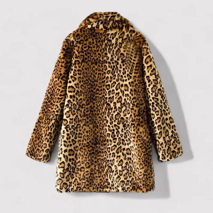 Plush Faux Fur Coat for Women – Elegant Leopard Print & Cozy Comfort 2