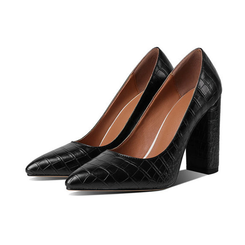Women's Pointed-Toe Block Heel Pumps - 
Fashinoza