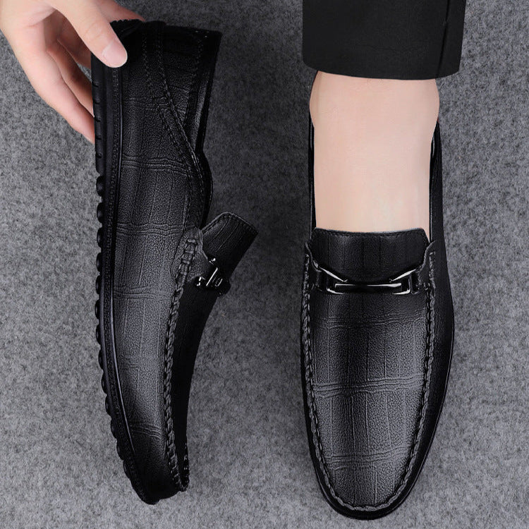Men's Slip On Loafers Comfortable Leather Brown - 
Fashinoza