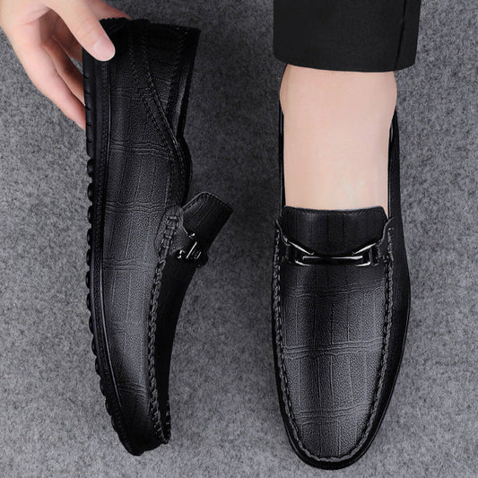 Men's Slip On Loafers Comfortable Leather Brown - 
Fashinoza