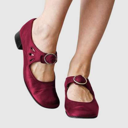 Women's Mary Jane Low Heel Shoes Buckle Strap