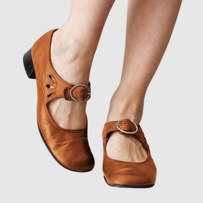 Women's Mary Jane Low Heel Shoes Buckle Strap