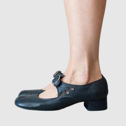 Women's Mary Jane Low Heel Shoes Buckle Strap