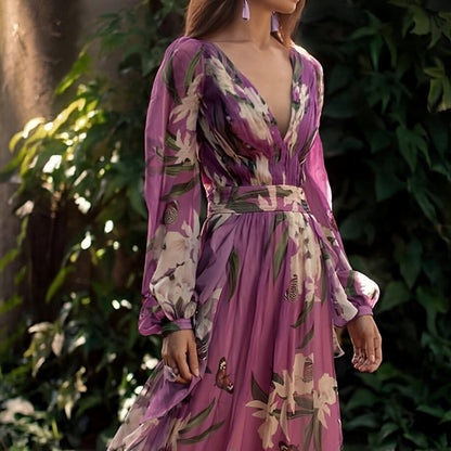 Bella | Women Lightweight Floral Chiffon Dress with Flowy Fit