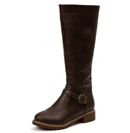 Women's Slip On Boots Buckle Strap