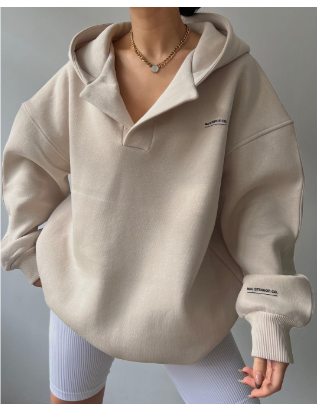Women's Oversized V-Neck Hoodie Sweatshirt