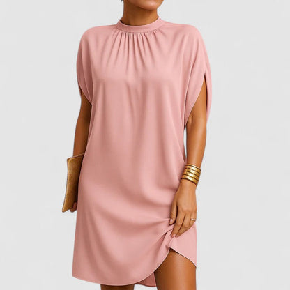 Women's Batwing Midi Dress Mock Neck Split Sleeve - Fashinoza