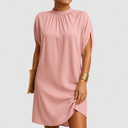 Women's Batwing Midi Dress Mock Neck Split Sleeve - Fashinoza