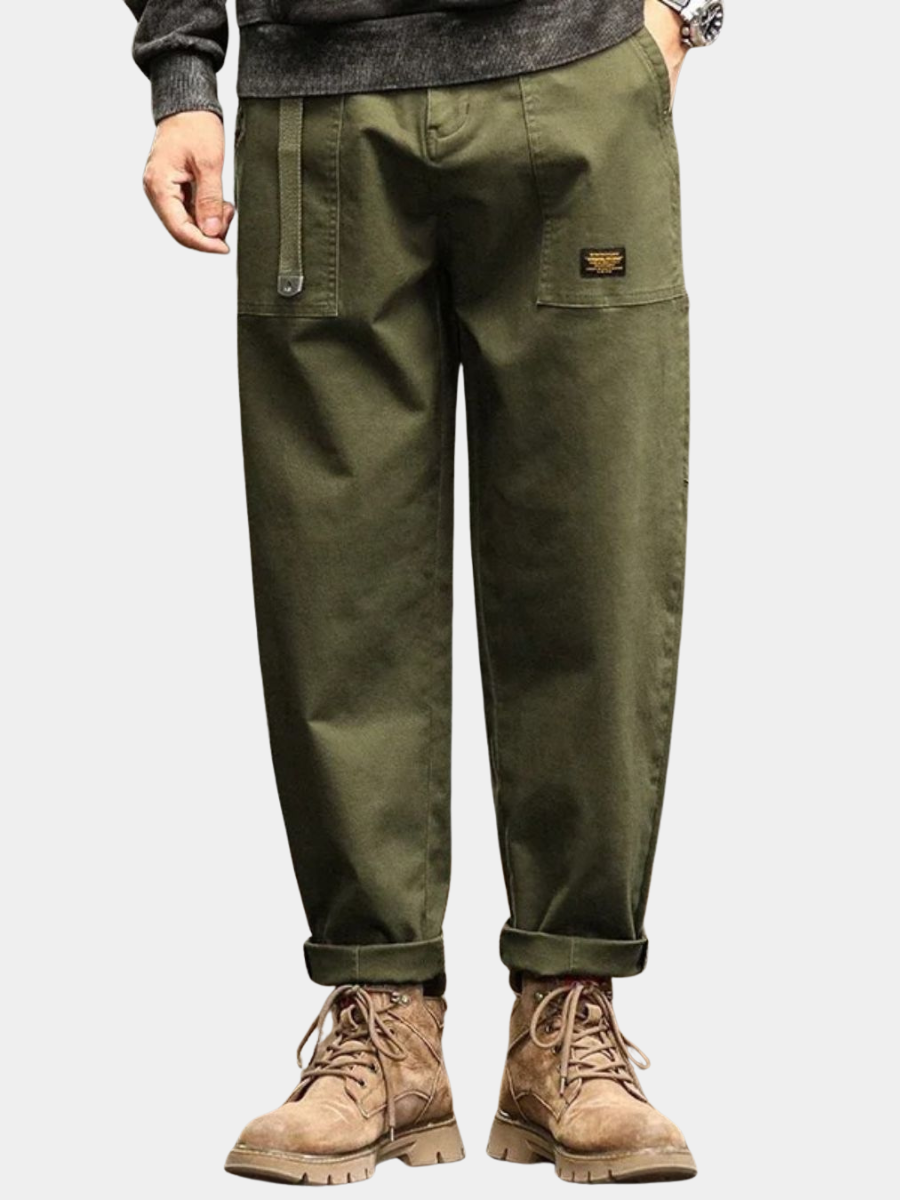 Men's Cargo Pants Cotton Long Belt Loops Khaki - 
Fashinoza