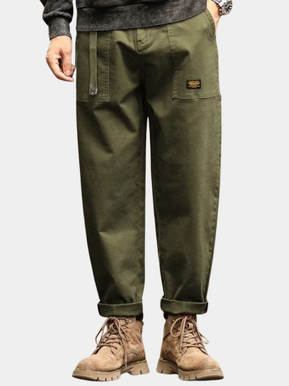Men's Cargo Pants Cotton Long Belt Loops Khaki - 
Fashinoza