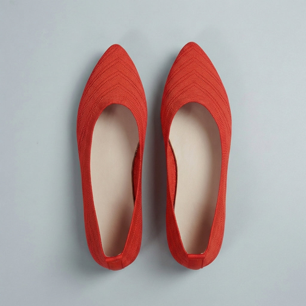 Women's Pointed Toe Slip-On Flats Textured Knit Black