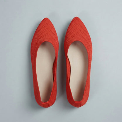 Women's Pointed Toe Slip-On Flats Textured Knit Black